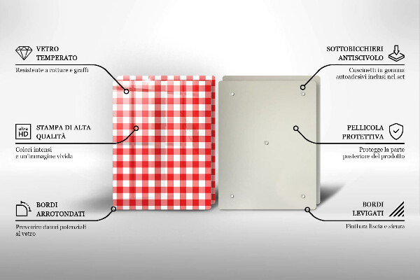 Chopping board Red white grille