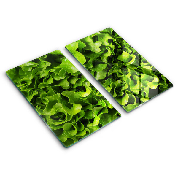 Chopping board Green lettuce leaves