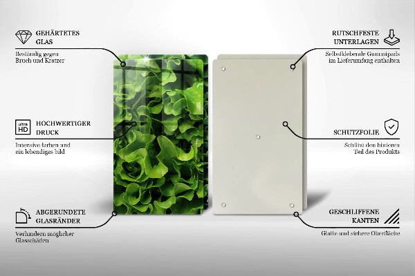 Chopping board Green lettuce leaves