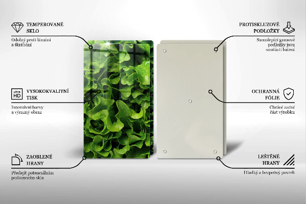 Chopping board Green lettuce leaves