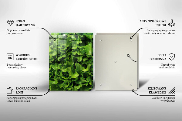 Chopping board Green lettuce leaves