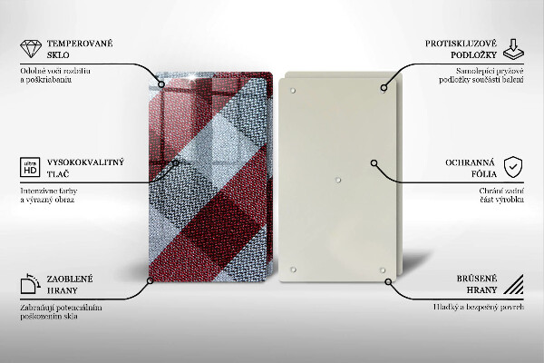 Chopping board Red white grille