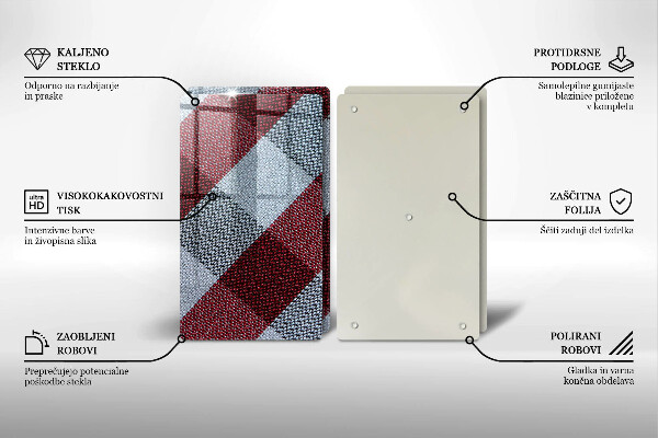 Chopping board Red white grille