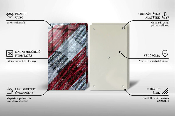 Chopping board Red white grille