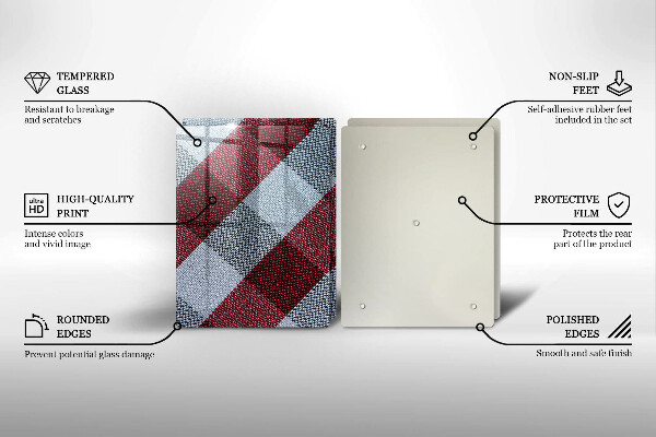 Chopping board Red white grille