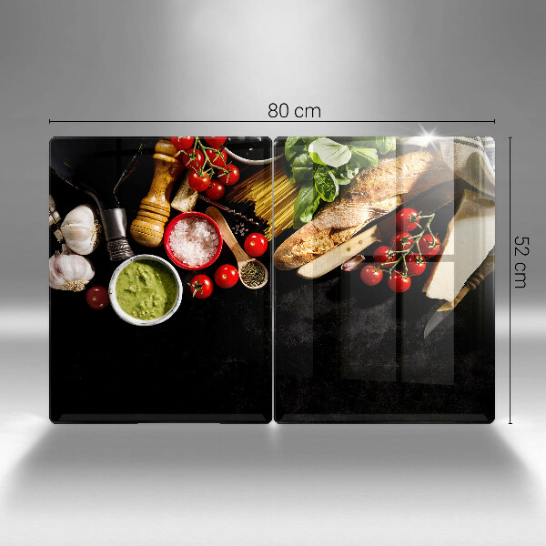 Chopping board Italian ingredients and spices