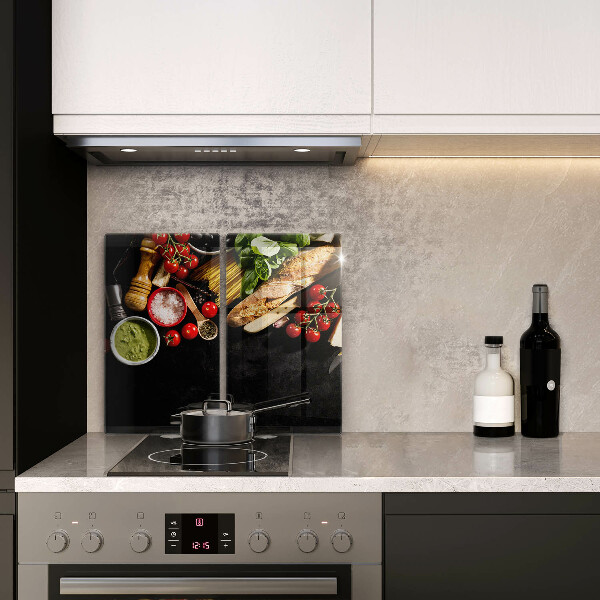 Chopping board Italian ingredients and spices