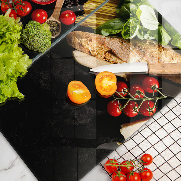 Chopping board Italian ingredients and spices