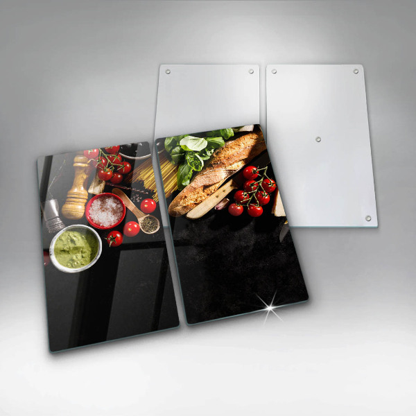 Chopping board Italian ingredients and spices