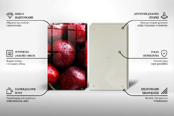 Chopping board Cherries close-up