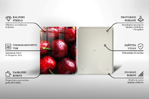 Chopping board Cherries close-up