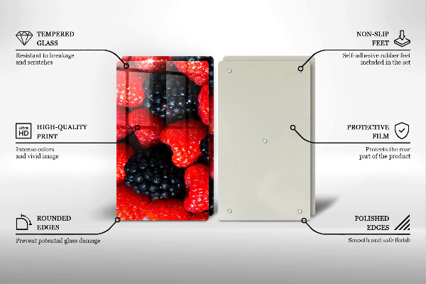 Chopping board Raspberries and blackberries