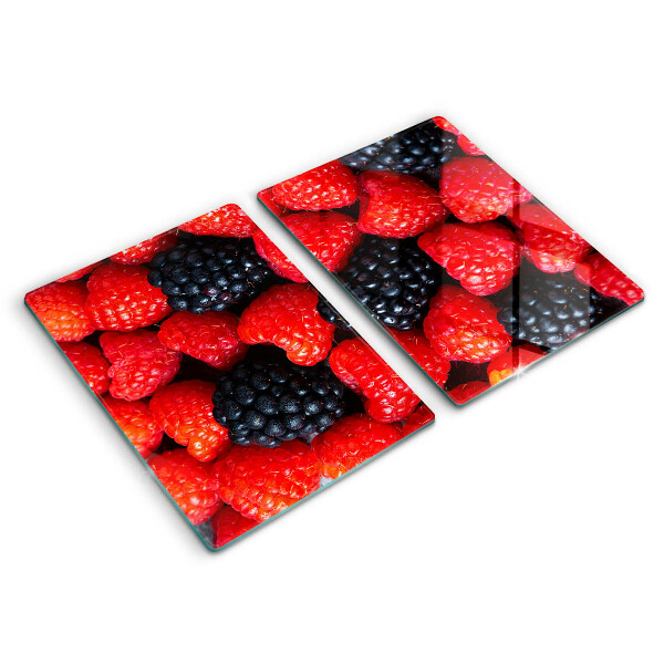 Chopping board Raspberries and blackberries