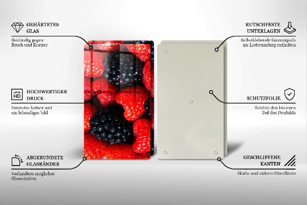 Chopping board Raspberries and blackberries