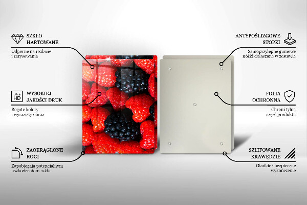 Chopping board Raspberries and blackberries