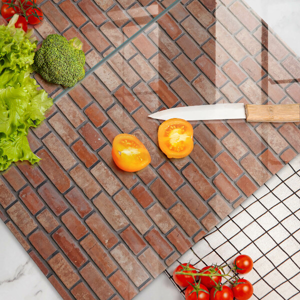 Glass chopping board Brick wall