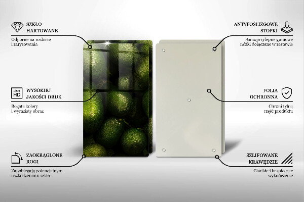 Glass chopping board Avocado fruit