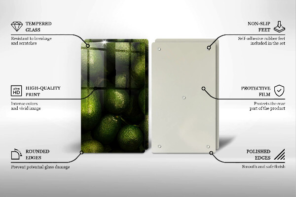 Glass chopping board Avocado fruit