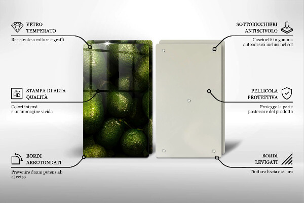 Glass chopping board Avocado fruit