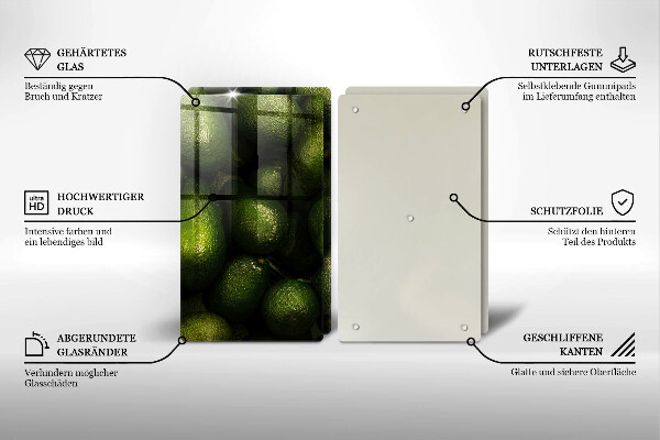 Glass chopping board Avocado fruit