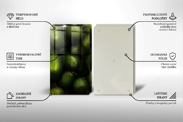 Glass chopping board Avocado fruit