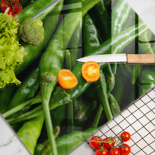 Glass chopping board Pods peas
