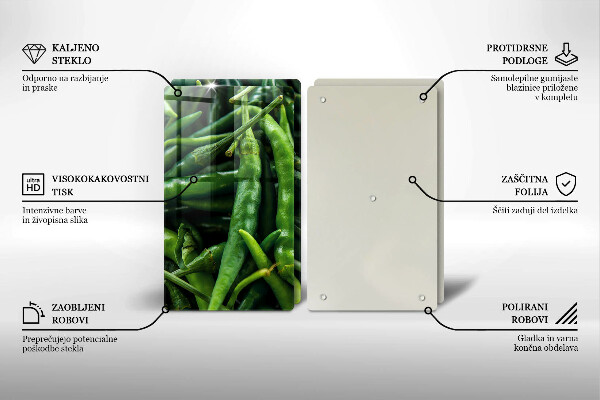 Glass chopping board Pods peas