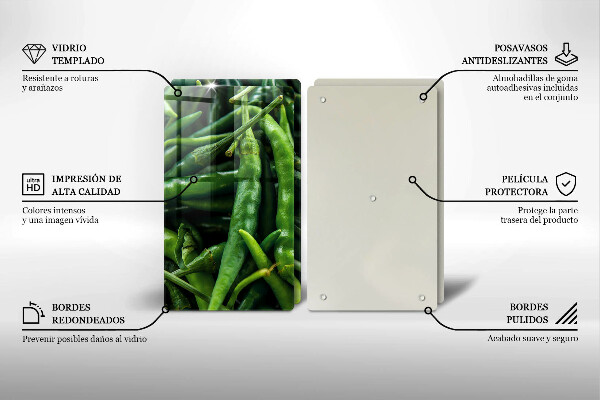 Glass chopping board Pods peas