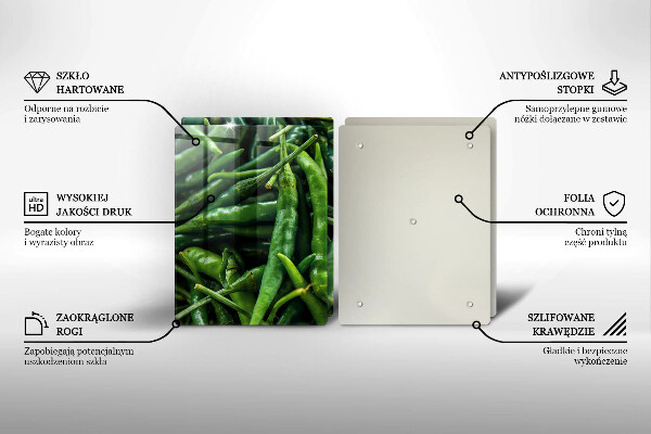 Glass chopping board Pods peas