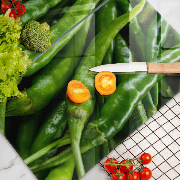 Glass chopping board Pods peas