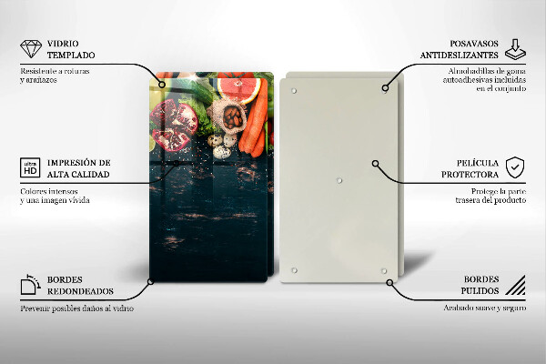 Glass chopping board Fruits and vegetables