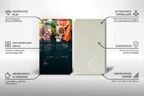 Glass chopping board Fruits and vegetables