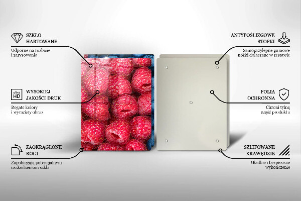Chopping board Fruit of raspberry and blueberries