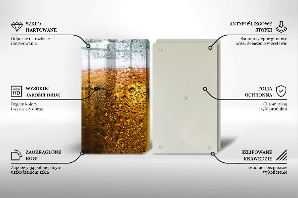 Chopping board Wet glass of beer
