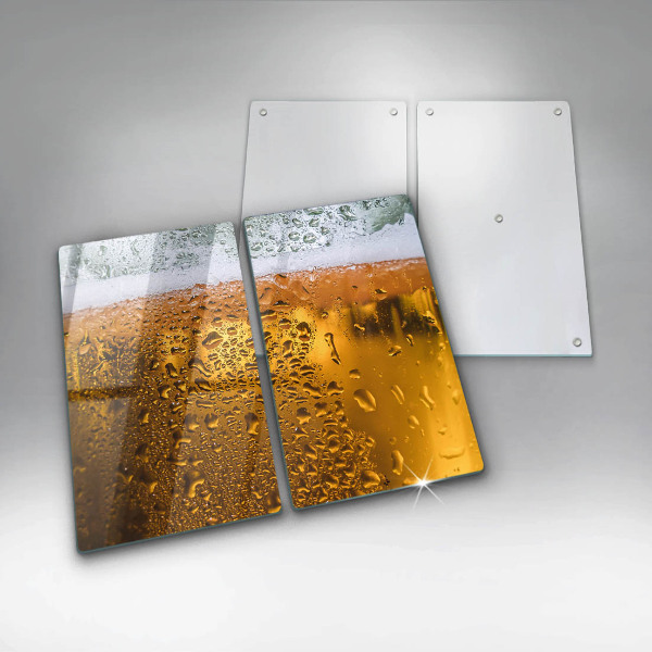 Chopping board Wet glass of beer