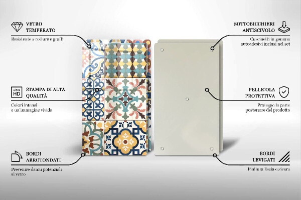 Glass chopping board Decorative tiles