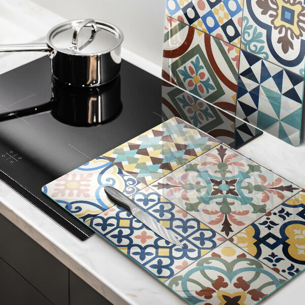 Glass chopping board Decorative tiles