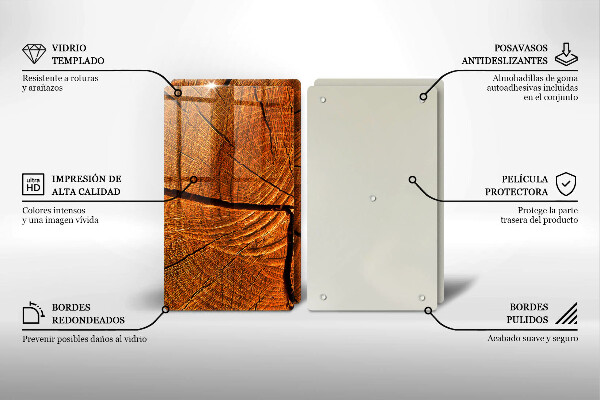 Glass chopping board Wood trunk structure