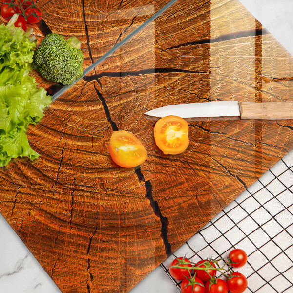 Glass chopping board Wood trunk structure