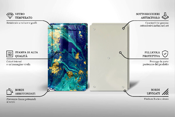 Glass chopping board Abstraction with gold