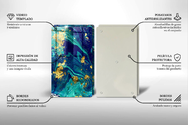 Glass chopping board Abstraction with gold