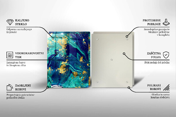 Glass chopping board Abstraction with gold