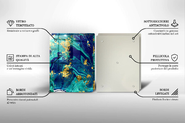 Glass chopping board Abstraction with gold