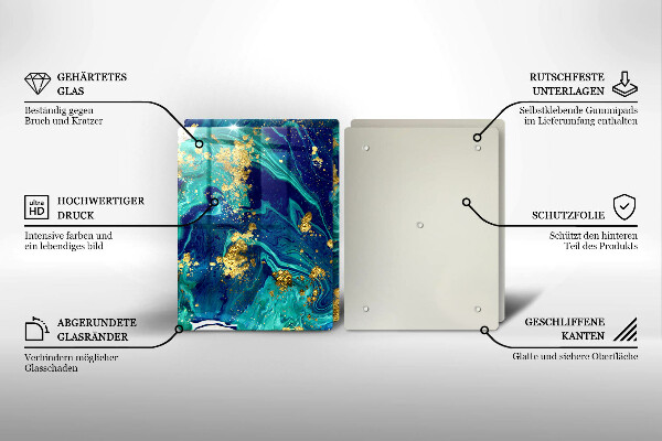 Glass chopping board Abstraction with gold