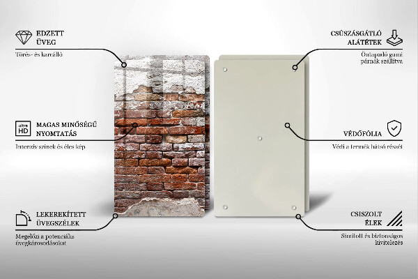 Glass chopping board Old wall of brick and concrete