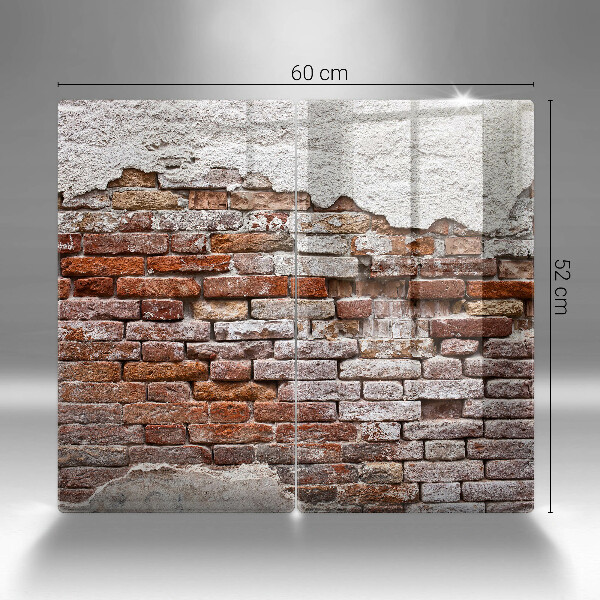 Glass chopping board Old wall of brick and concrete