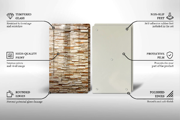 Glass chopping board Decorative texture stones