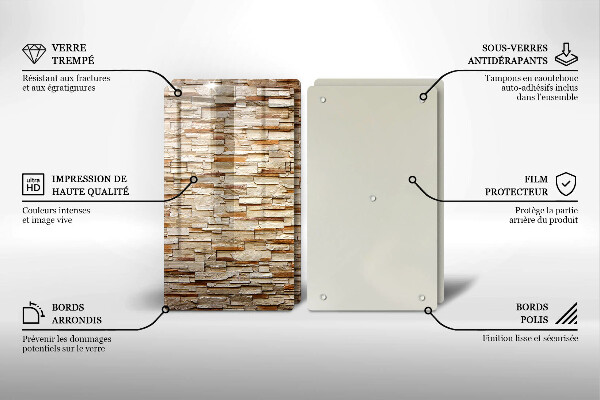 Glass chopping board Decorative texture stones