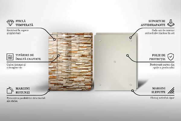 Glass chopping board Decorative texture stones