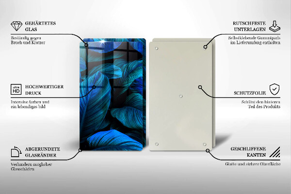 Glass chopping board Jungle vegetation leaves